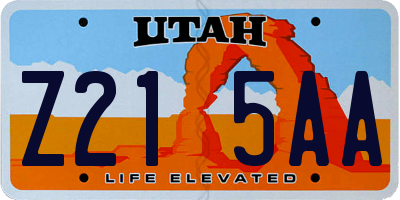 UT license plate Z215AA