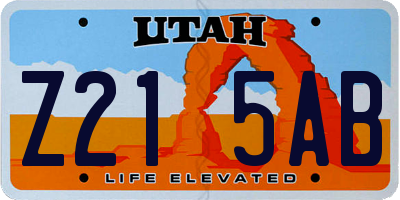 UT license plate Z215AB