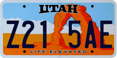 UT license plate Z215AE