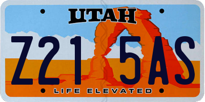 UT license plate Z215AS