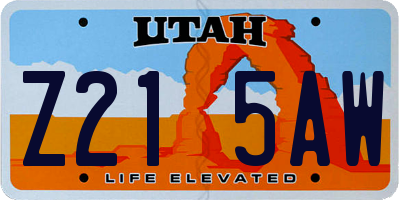 UT license plate Z215AW
