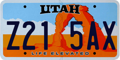 UT license plate Z215AX