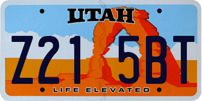 UT license plate Z215BT