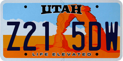 UT license plate Z215DW