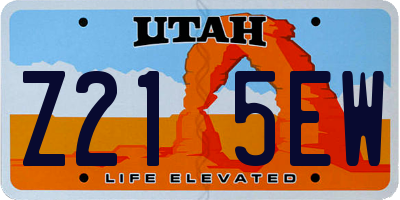 UT license plate Z215EW