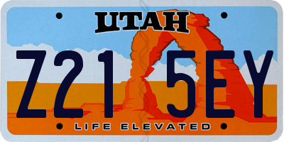UT license plate Z215EY