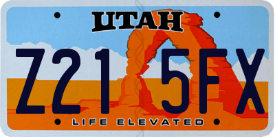 UT license plate Z215FX