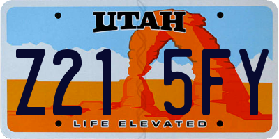 UT license plate Z215FY