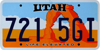 UT license plate Z215GI