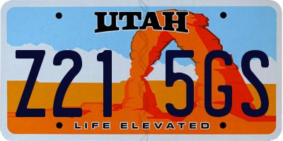 UT license plate Z215GS