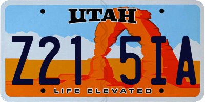 UT license plate Z215IA