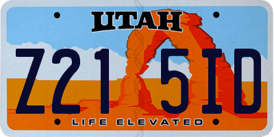 UT license plate Z215ID