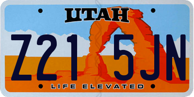 UT license plate Z215JN