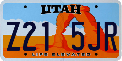 UT license plate Z215JR
