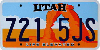 UT license plate Z215JS