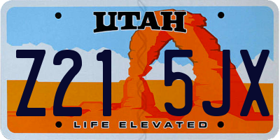 UT license plate Z215JX