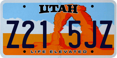 UT license plate Z215JZ