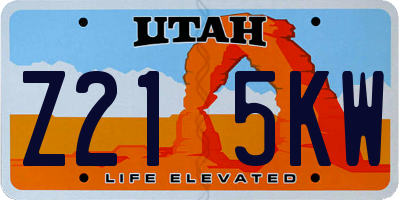 UT license plate Z215KW