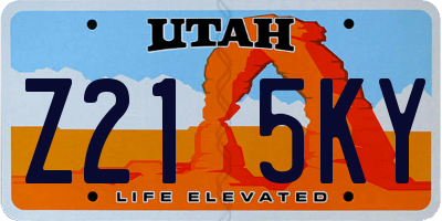 UT license plate Z215KY