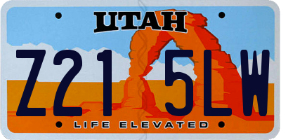 UT license plate Z215LW