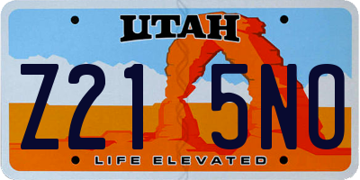 UT license plate Z215NO