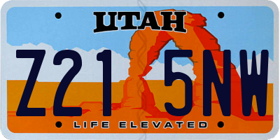UT license plate Z215NW