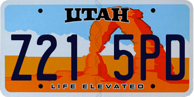 UT license plate Z215PD