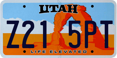 UT license plate Z215PT