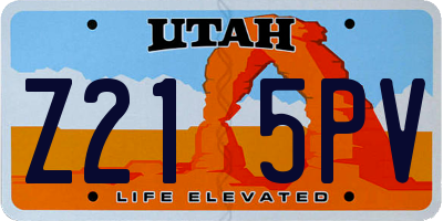UT license plate Z215PV