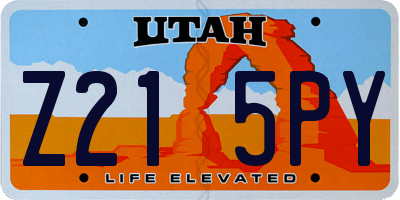 UT license plate Z215PY