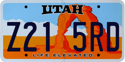 UT license plate Z215RD