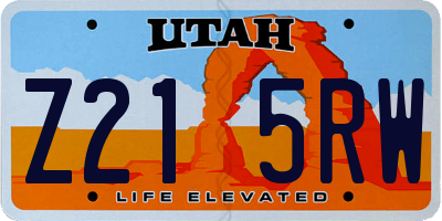 UT license plate Z215RW