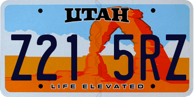 UT license plate Z215RZ