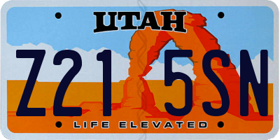 UT license plate Z215SN