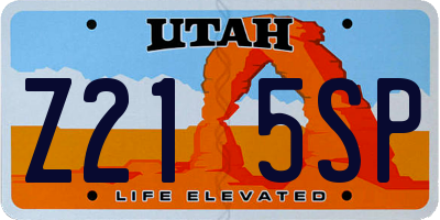 UT license plate Z215SP