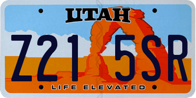 UT license plate Z215SR