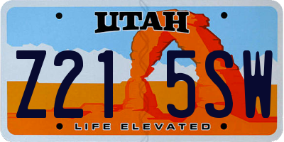 UT license plate Z215SW