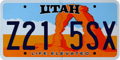 UT license plate Z215SX