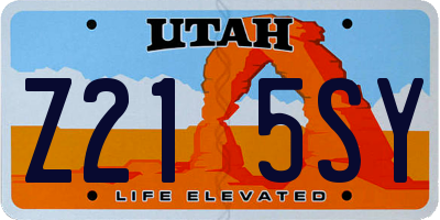 UT license plate Z215SY