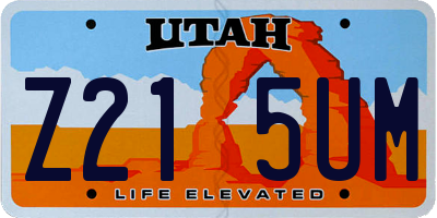 UT license plate Z215UM