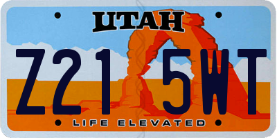 UT license plate Z215WT