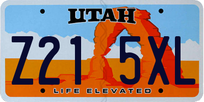 UT license plate Z215XL