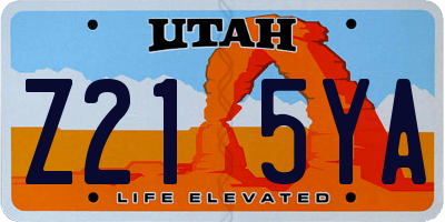 UT license plate Z215YA