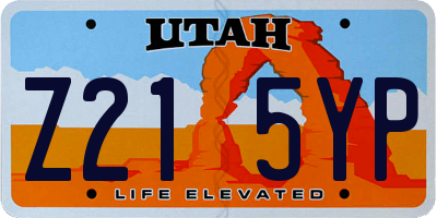UT license plate Z215YP
