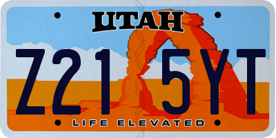 UT license plate Z215YT