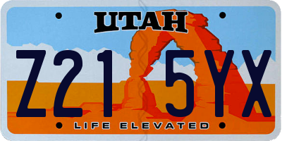 UT license plate Z215YX