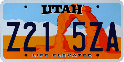 UT license plate Z215ZA