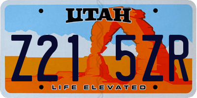 UT license plate Z215ZR