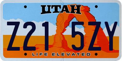 UT license plate Z215ZY