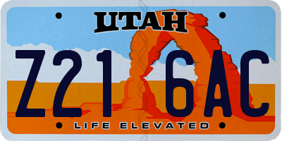 UT license plate Z216AC